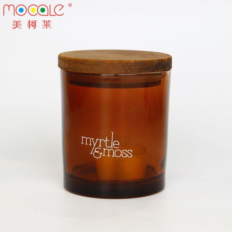 Amber Colored Logo - Amber Customized Logo Colored Candle Jars Glass With Wooden Lids ...