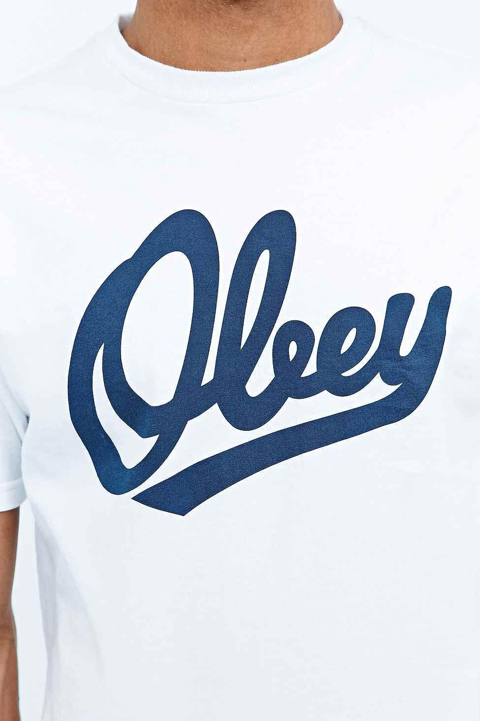 Team Obey Logo - Obey Team Logo Tee In White in White for Men