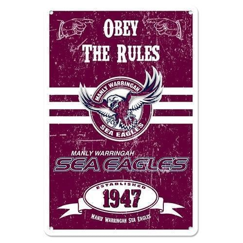 Team Obey Logo - Manly Sea Eagles NRL Team Obey The Rules Retro Metal Tin Sign Pool