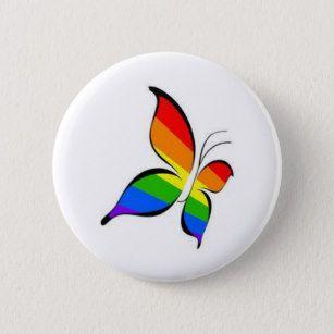 Rainbow Butterfly Logo - Rainbow Butterfly Badges & Pins | Zazzle AU
