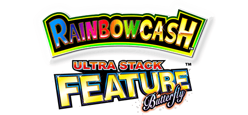 Rainbow Butterfly Logo - Rainbow Cash Ultra Stack Feature Butterfly - Logo - Aruze Gaming Inc.