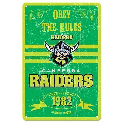 Team Obey Logo - Canberra Raiders NRL Team Obey The Rules Retro Metal Tin Sign Pool ...