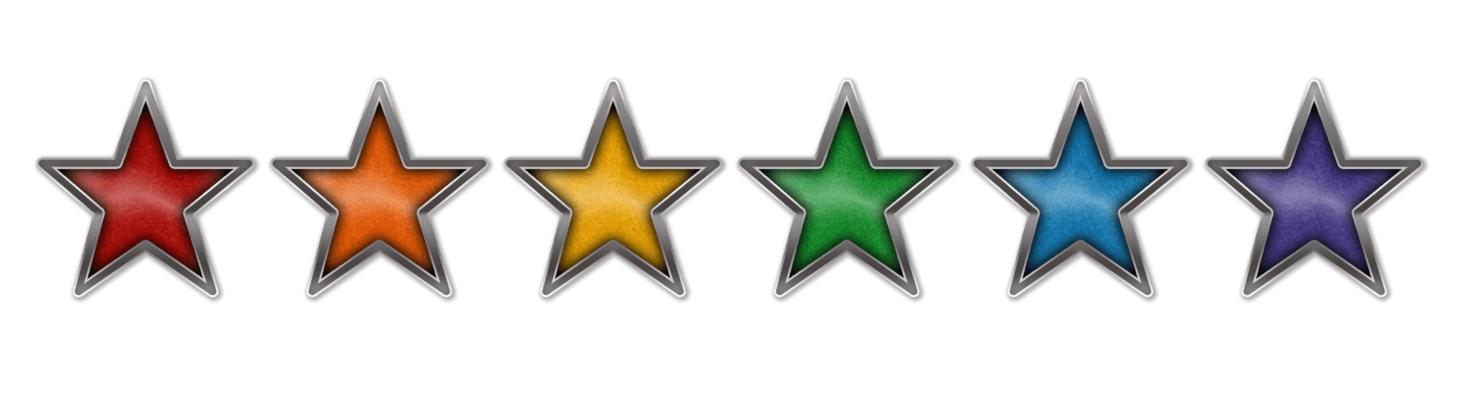 Red Yellow Green Star Logo - Six stars in rainbow colors. LGBT rainbow stars with chrome frames ...