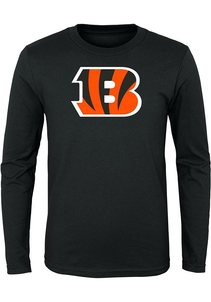 Bengals B Logo - Cincinatti Bengals Shirts Youth Black Primary Logo B Long Sleeve T ...