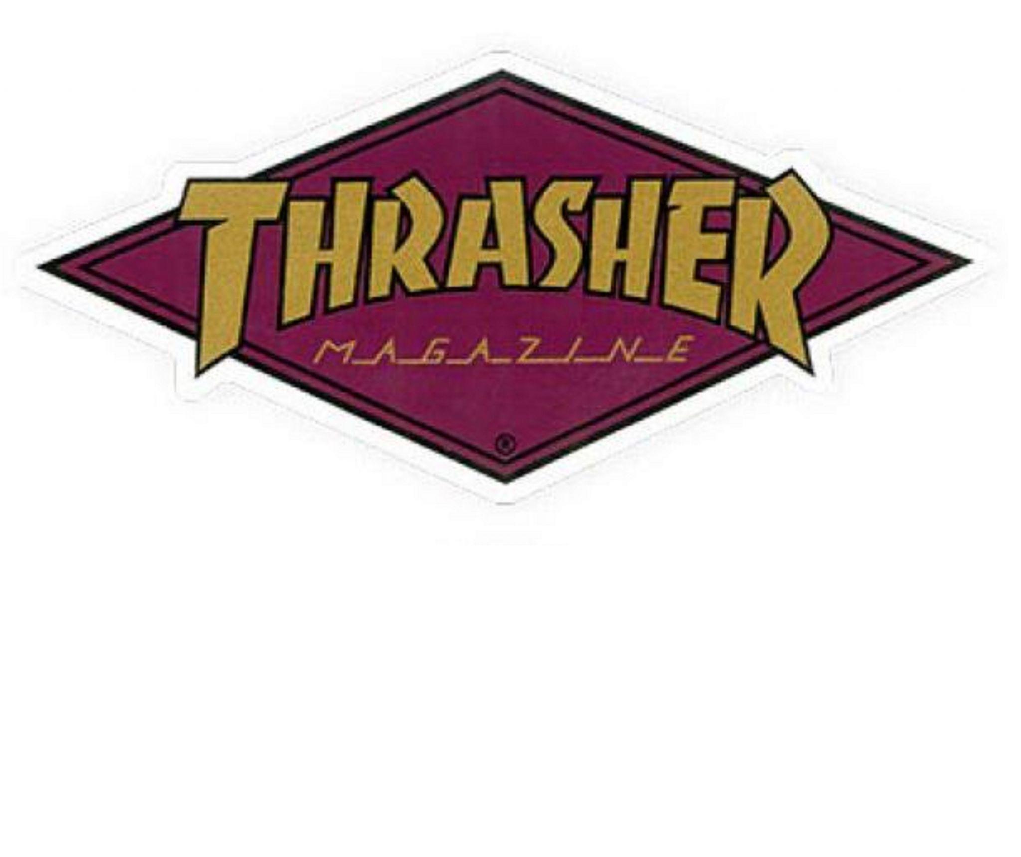 Skateboard Logo - THRASHER Diamond Logo Skateboard Sticker 10cm BURGUNDY Skate Mag