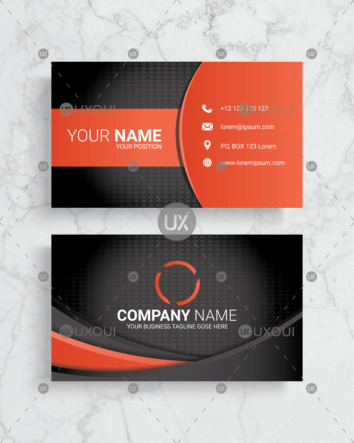 Orange Black Business Logo - Best abstract business card template design vector with orange ...