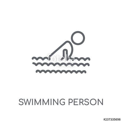 Modern Person Logo - Swimming person linear icon. Modern outline Swimming person logo