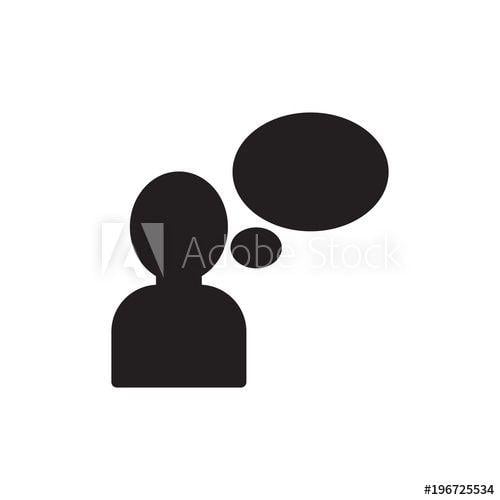 Modern Person Logo - thinking person, think bubble filled vector icon. Modern simple
