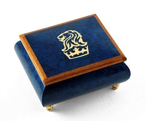 Blue Lion Crown Logo - Buy Iconic Royal Blue Lion and Crown Inlay Music Box - Yellow Ribbon ...