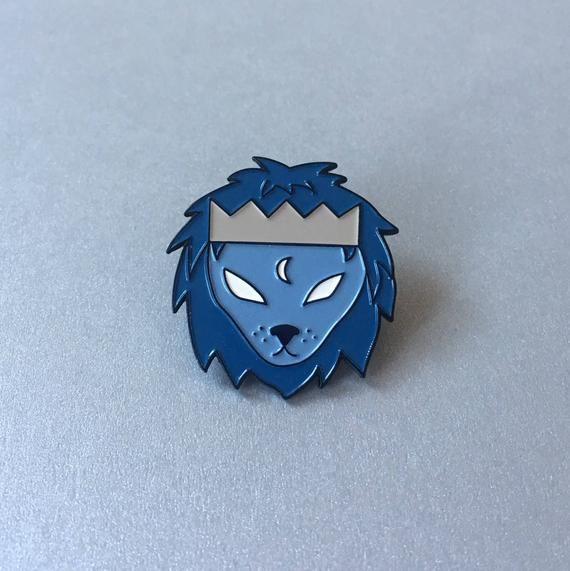 Blue Lion Crown Logo - Blue Lion with Crown Enamel Pin Badge by Midnight & Vine | Etsy