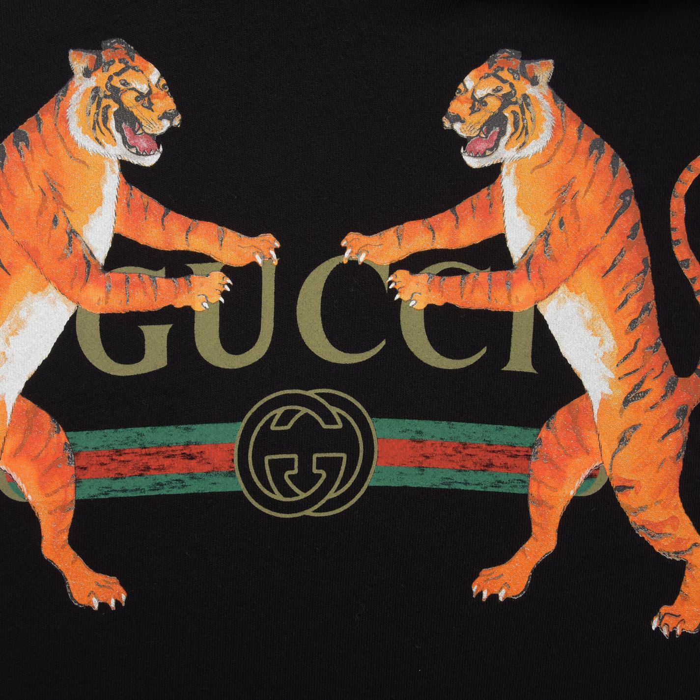 Gucci Tiger Logo - Gucci Tiger Logo Hooded Sweatshirt in Black - Lyst