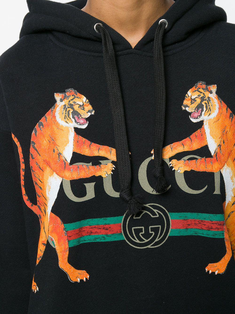 Gucci Tiger Logo - Shop Gucci logo and tigers print hoodie | The Webster