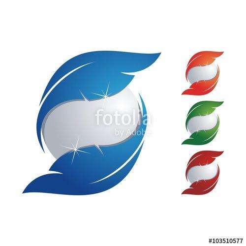 Simple Globe Logo - Feather Logo, Simple 3D Letter S Feather Globe Design Vector Logo