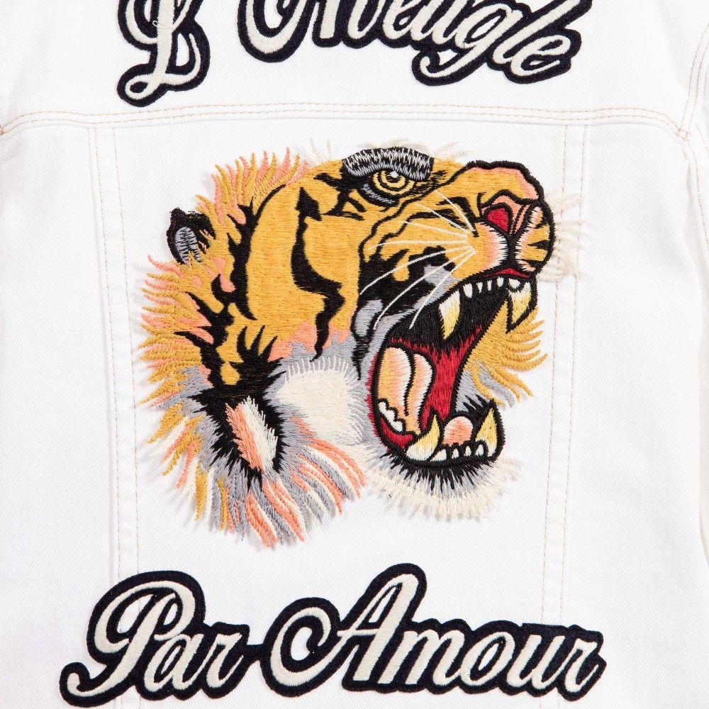 Gucci Tiger Logo - Gucci - White Denim Jacket with Tiger Embroidery | Childrensalon