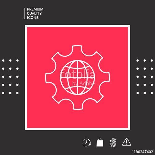 Earth Inside a Red Circle Logo - Globe of the Earth inside a gear or cog, setting parameters, Global ...