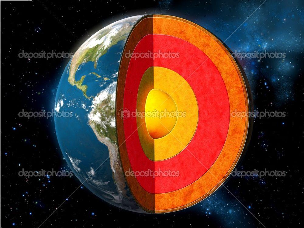 Earth Inside a Red Circle Logo - Earth's Interior