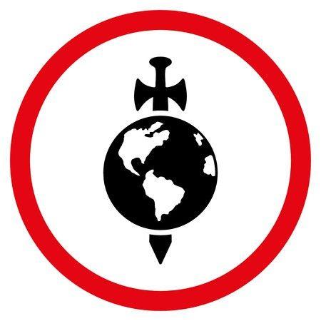 Earth Inside a Red Circle Logo - Earth Guard vector bicolor rounded icon. Image style is a flat icon
