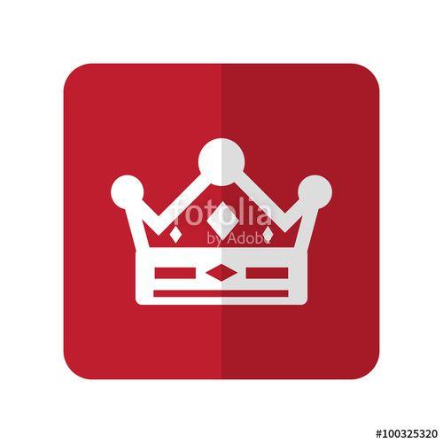 The Square Red Crown Logo - White Crown flat icon on red rounded square on white Stock image
