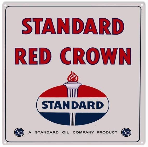 The Square Red Crown Logo - Standard Oil Company Red Crown Motor Oil Sign Square 12 x 12 | Etsy