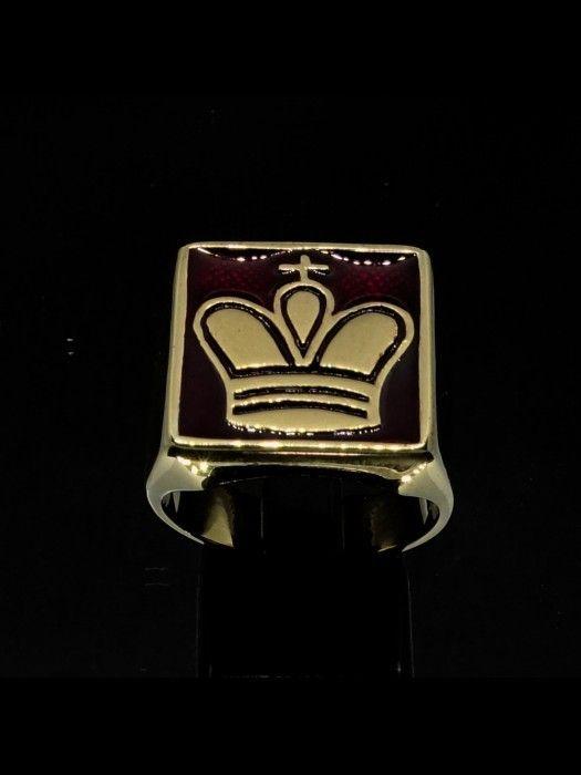 The Square Red Crown Logo - SQUARE BRONZE MEDIEVAL MENS RING CROWN OF THE KING CHESS SYMBOL DARK