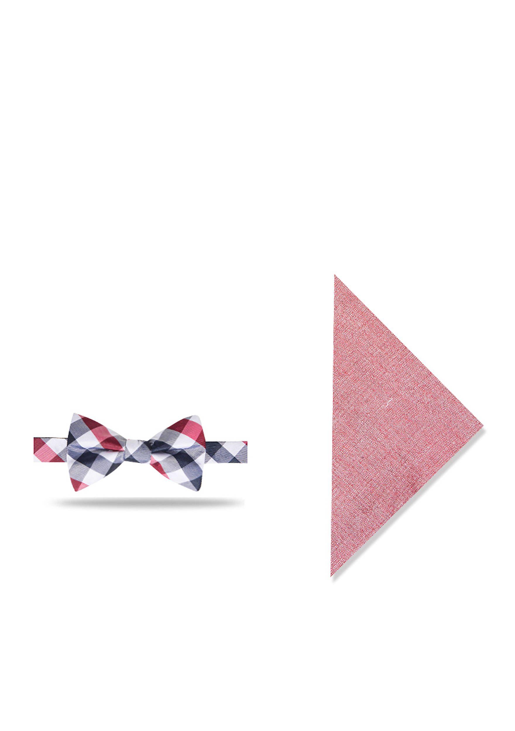 The Square Red Crown Logo - Crown & Ivy™ Catalina Gingham Set Bow Tie And Pocket Square Red