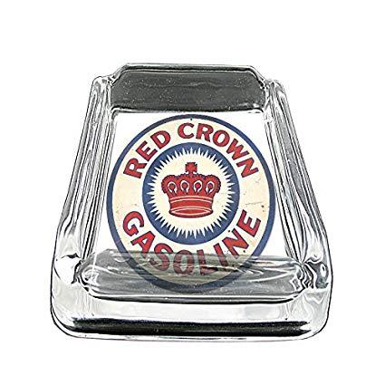 The Square Red Crown Logo - Glass Square Ashtray Vintage Poster D 257 Red Crown