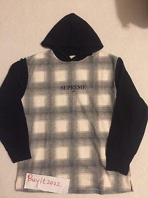 Plaid Supreme Box Logo - BRAND NEW SUPREME Plaid Logo Hooded L/S Top Size M Black Box Logo ...