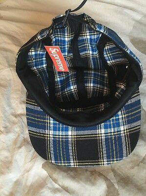 Plaid Supreme Box Logo - SUPREME BOX LOGO Plaid 5 PANEL CAMP HAT BLUE BLACK CAP FLANNEL New ...