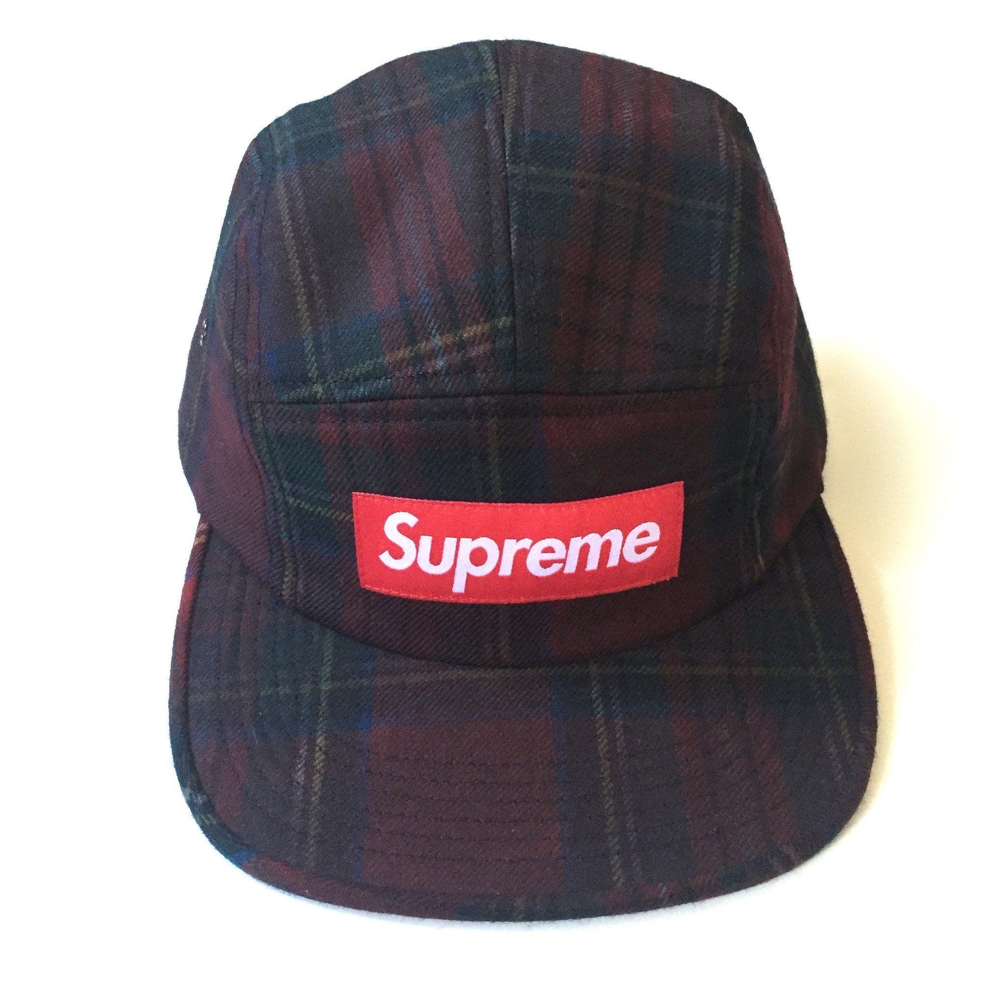 Plaid Supreme Box Logo - Supreme -Tartan Plaid Red Box Logo Camp Cap / Hat – eluXive