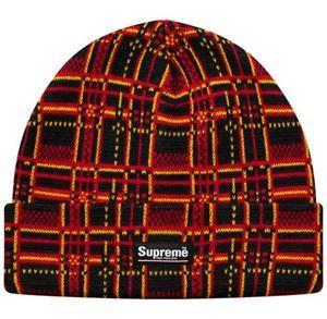 Plaid Supreme Box Logo - SUPREME Plaid Beanie Black Burgundy box logo camp cap F/W 18 | eBay