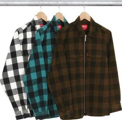 Plaid Supreme Box Logo - SUPREME BUFFALO PLAID Zip-Up Flannel Authentic Teal Large Box Logo ...