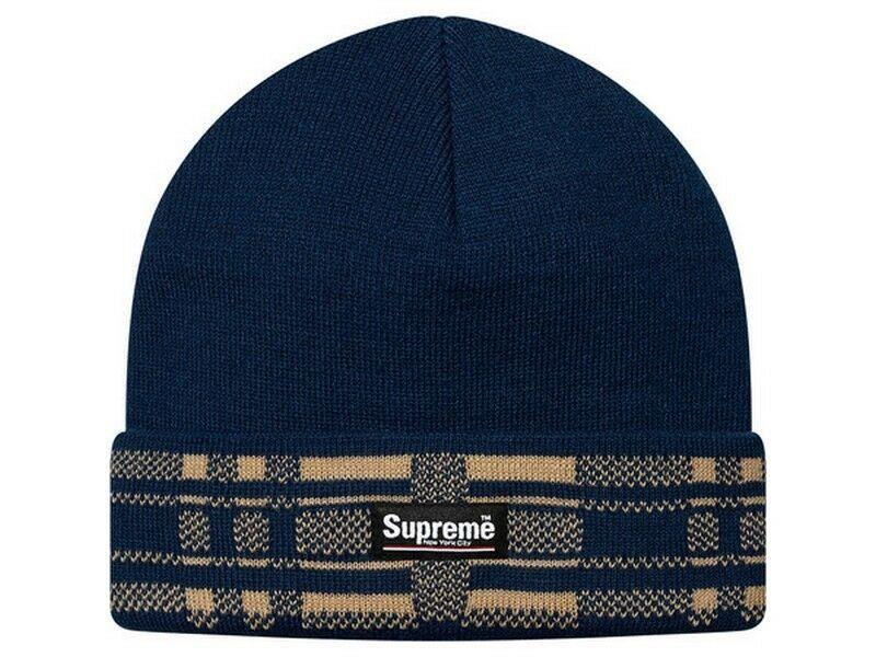 Plaid Supreme Box Logo - SUPREME Knit Plaid Cuff Beanie Camel Navy Pink Black F/W box logo ...