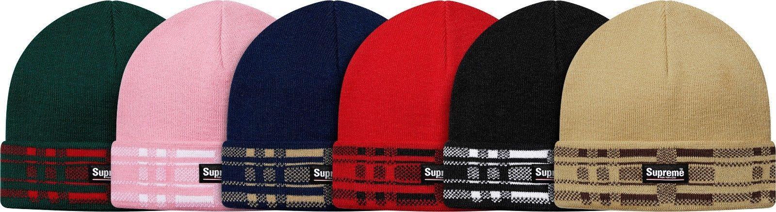 Plaid Supreme Box Logo - SUPREME Knit Plaid Cuff Beanie Camel Navy Pink Black F/W box logo ...