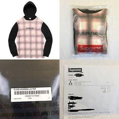 Plaid Supreme Box Logo - SUPREME PLAID HOODED L/S Top-Large-Pink-Deadstock-Authentic-Hoodie ...