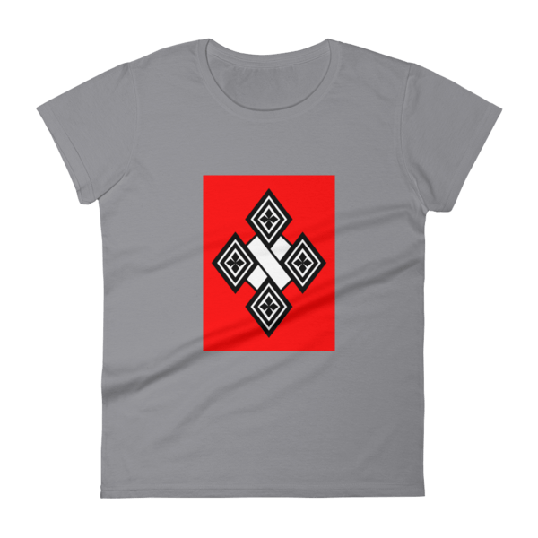 Red Triangle with White Cross Logo - Black & White Cross Red Box Women's T-Shirt | Abyssinian Kiosk