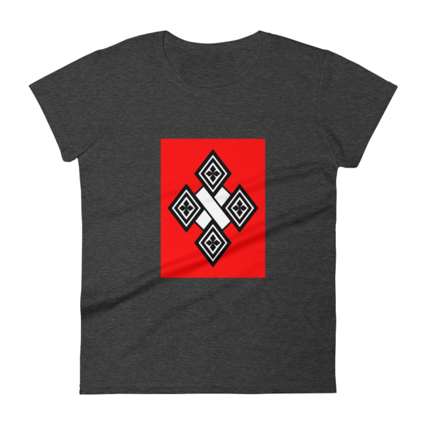 Red Triangle with White Cross Logo - Black & White Cross Red Box Women's T-Shirt | Abyssinian Kiosk