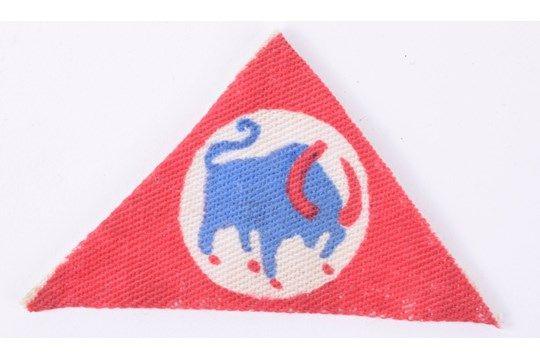 Red Triangle with White Cross Logo - 1st Indian Armoured Brigade Cloth Formation Sign, printed red
