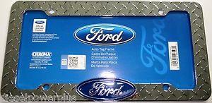 Blue Diamond Ford Logo - ford logo diamond tread truck license plate frame chrome auto 3d ...