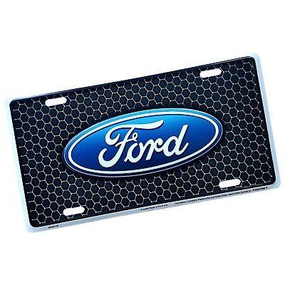 Blue Diamond Ford Logo - FORD LOGO BLACK Flames Diamond Aluminum Metal Car License Plate Sign
