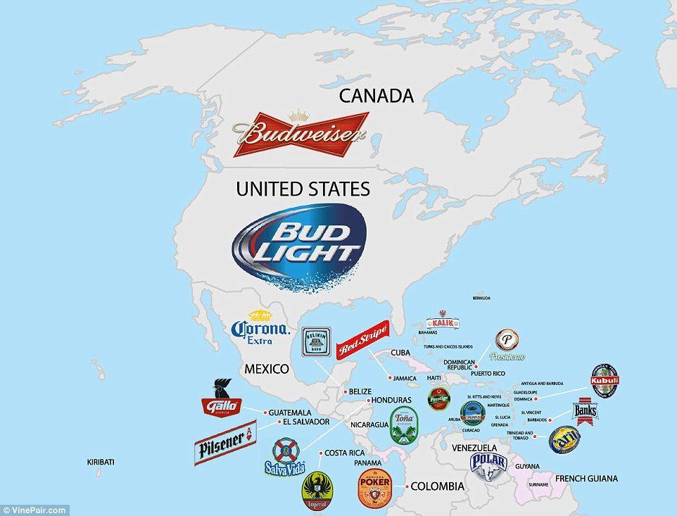Most Famous Beer Logo - World beer map shows every country's most popular brew | Daily Mail ...