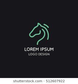 Abstract Horse Logo - Abstract equestrian logotype. Green line horse head. Simple template ...