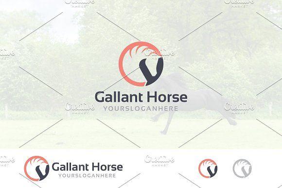 Abstract Horse Logo - Abstract Horse in Circle Shadow Logo ~ Logo Templates ~ Creative Market