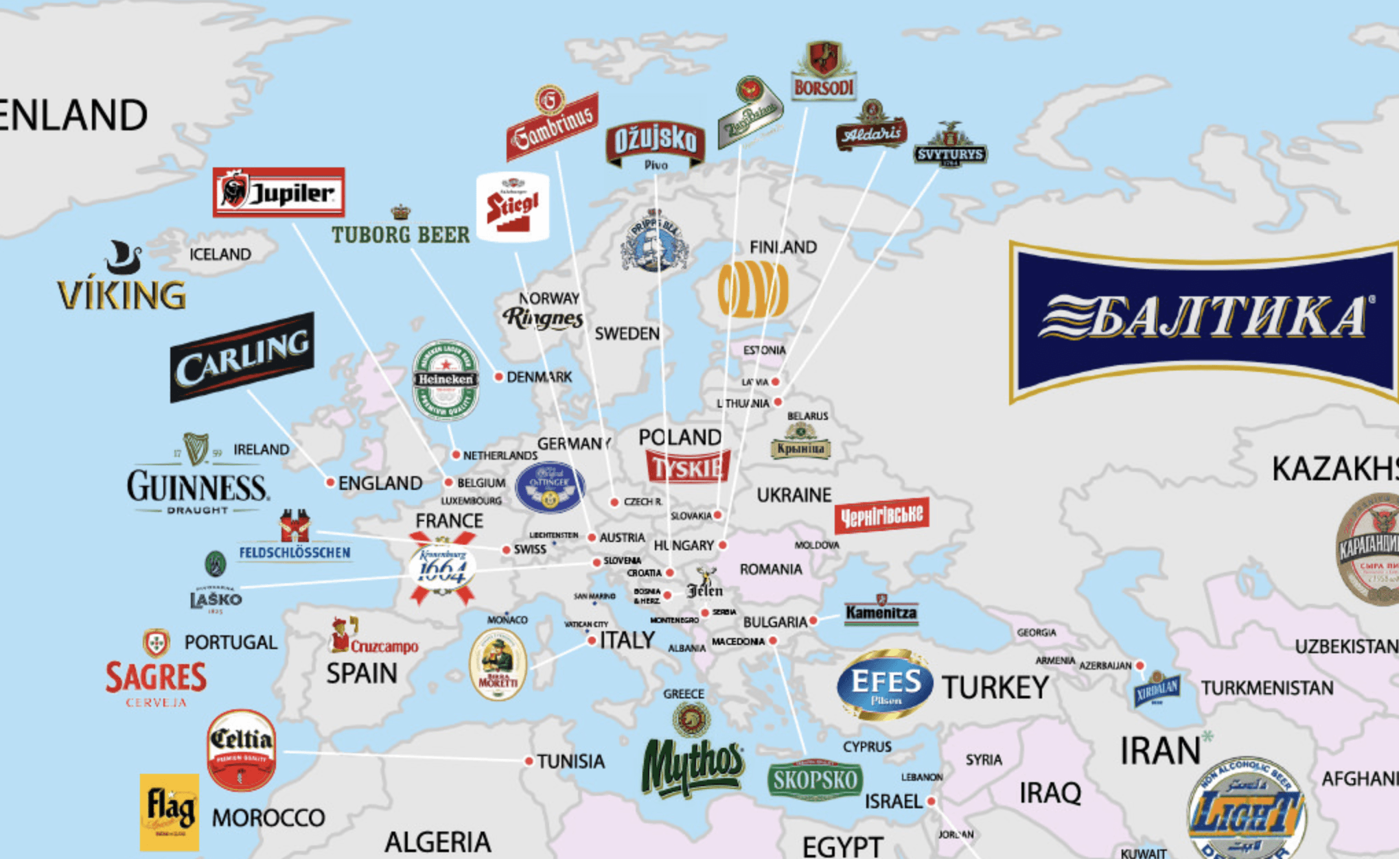 Most Famous Beer Logo - Most popular Beer, in every European country to