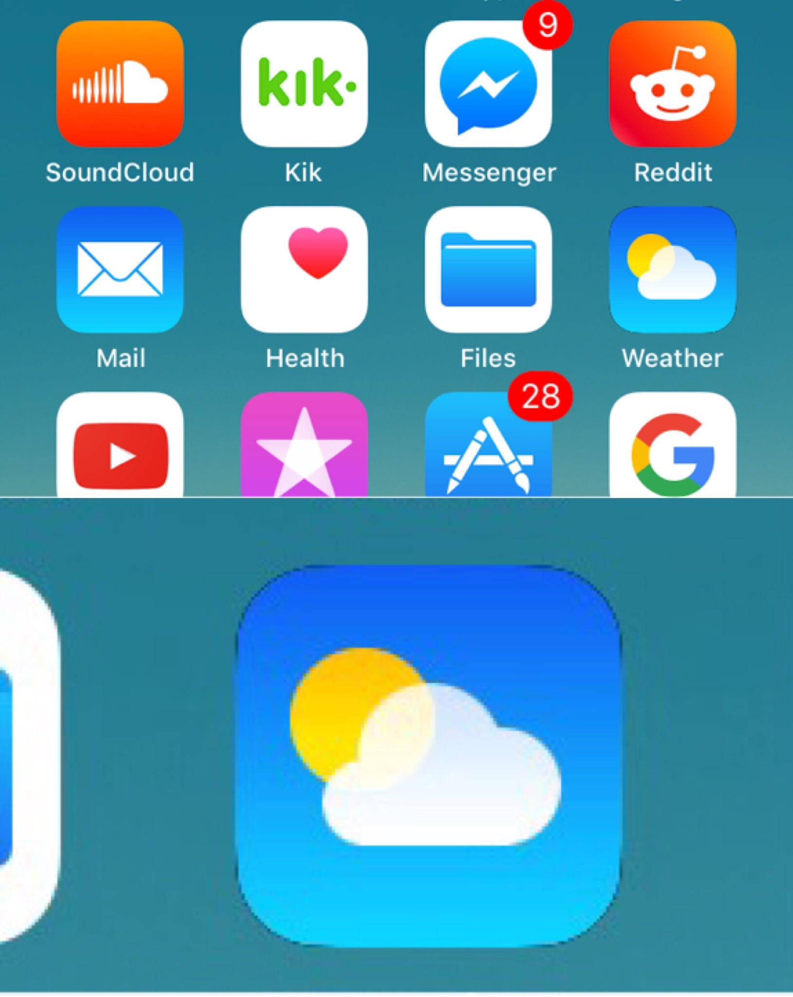 Weather App Logo - BUGS] Weather app icon has black edges. Looks like it's a fake icon ...