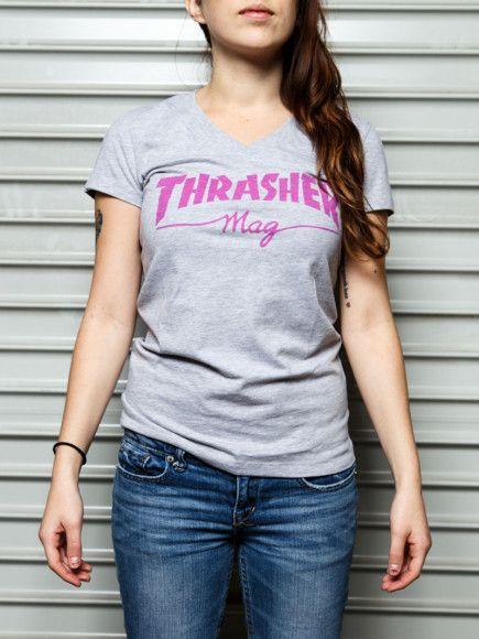 Thrasher Girl Logo - Thrasher Girls Mag Logo V-Neck T-Shirt