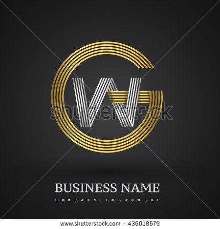 Gold and Blue Circle Logo - Letter WG or GW linked logo design circle G shape. Elegant gold and ...