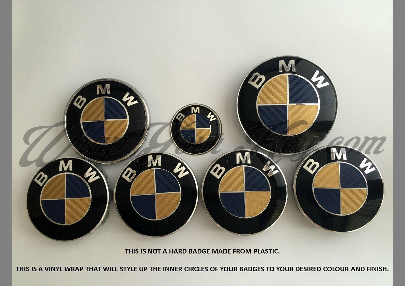 Gold and Blue Circle Logo - GOLD & BLUE CARBON FIBER BMW Badge Emblem Overlay HOOD TRUNK RIMS ...