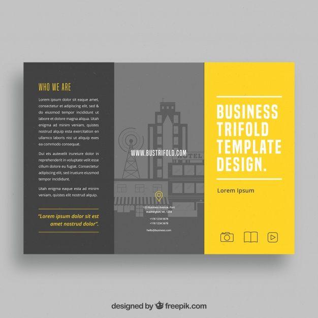 Grey and Yellow Logo - Grey and yellow trifold brochure template Vector | Free Download