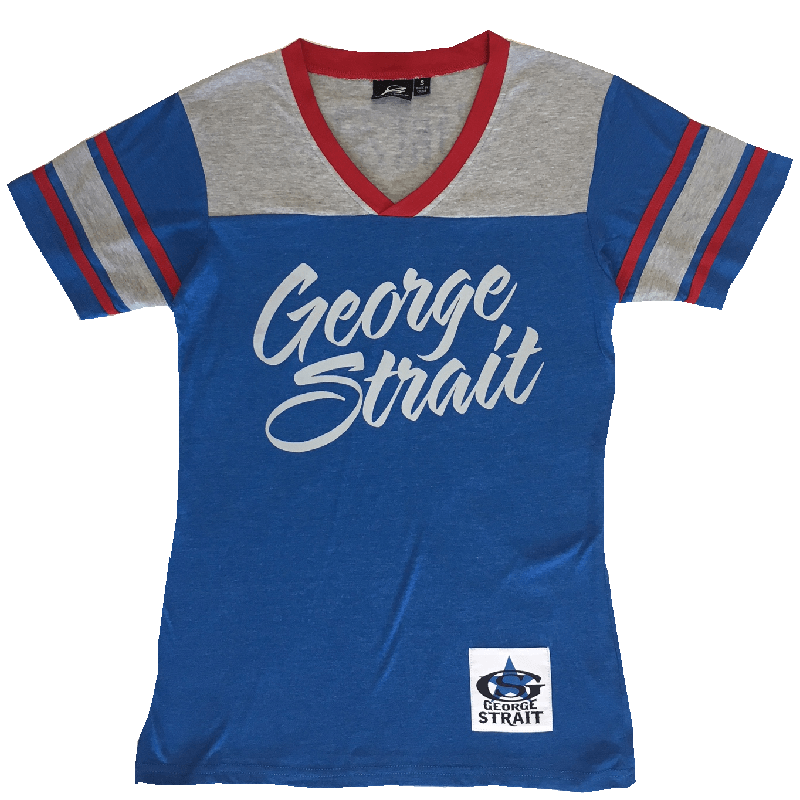 Red and Blue Athletic Logo - George Strait 2019 Red, Grey and Blue Athletic Shirt - George Strait