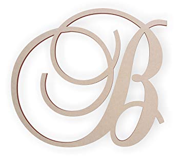 Cursive B Logo - Amazon.com: Jess and Jessica Wooden Letter B, Wooden Monogram Wall ...